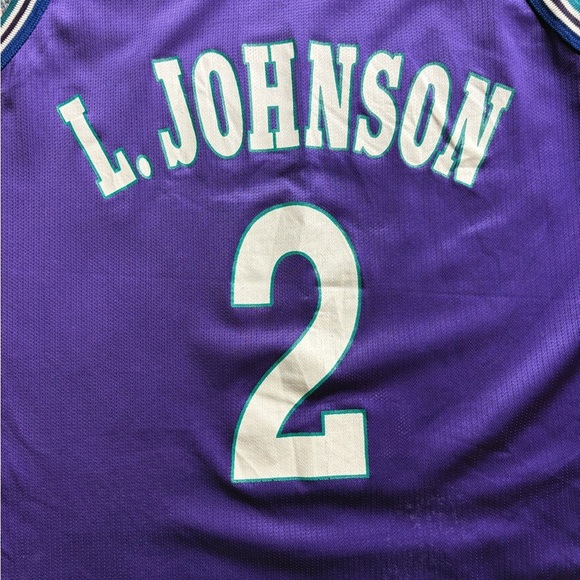 Vintage Champion NBA Charlotte Hornets Larry Johnson Jersey Large - Picture 5 of 6